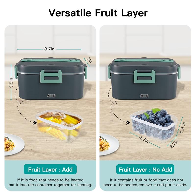 Electric Heated Lunch Box for Car truck and Home-304 Stainless Steel/1.8 L