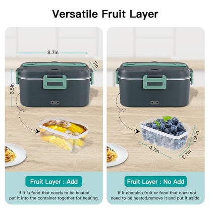 Electric Heated Lunch Box for Car truck and Home-304 Stainless Steel/1.8 L