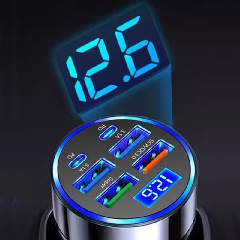 6-Port Car Charger Cigarette Lighter Adapter