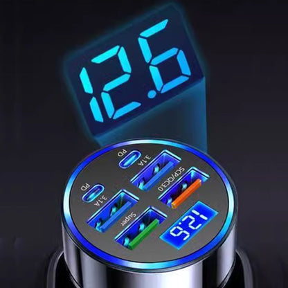 6-Port Car Charger Cigarette Lighter Adapter