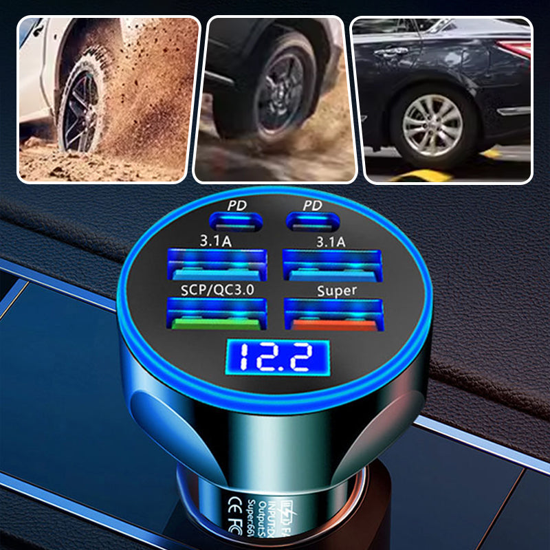 6-Port Car Charger Cigarette Lighter Adapter