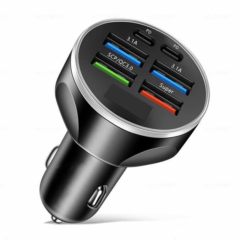 6-Port Car Charger Cigarette Lighter Adapter