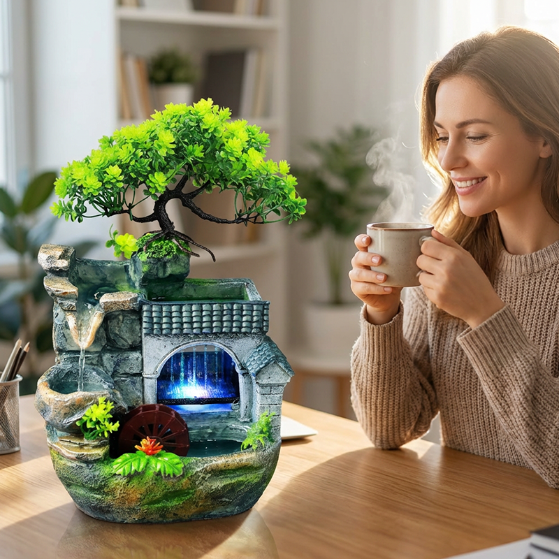 Indoor Tabletop Rockery Waterfall Fountain Ornament