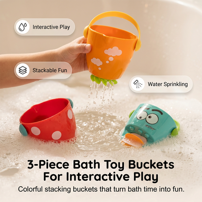 3-Piece Stacking Bath Toy Buckets Set
