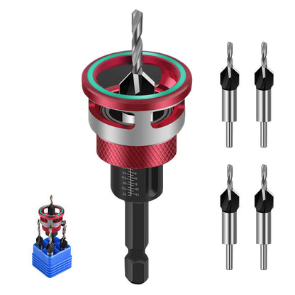 4PCS Wood Countersink Drill Bit Set with Depth Stop