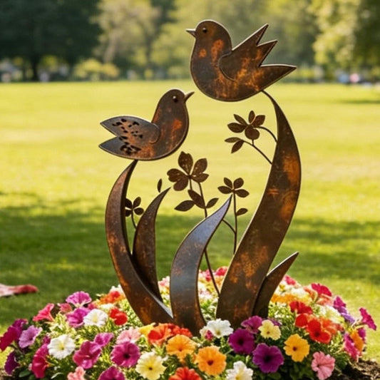 🔥Free Shipping & 50% OFF🔥Rustic Bird & Flower Metal Garden Stake